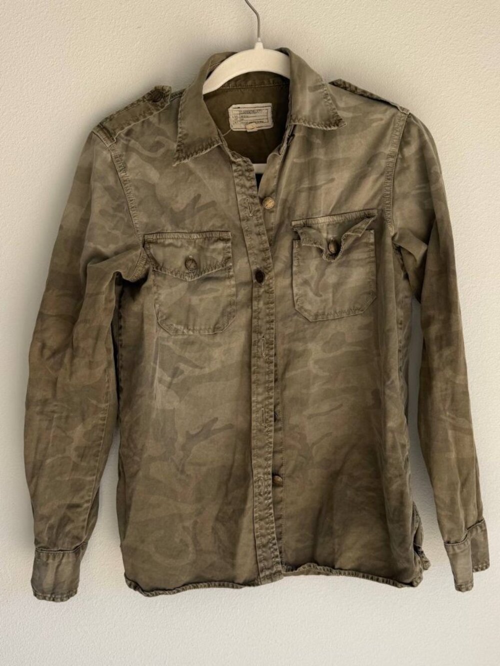Current/Elliott The Perfect Shirt Jacket XS 0 Army Camo Button Down Utility
